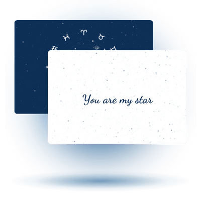 Zodiac greeting card with dedication text